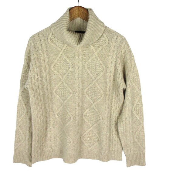 C by Bloomingdale's Cashmere Sweater Turtle Neck Cable XL 100% Cashmere $218 - Picture 1 of 6